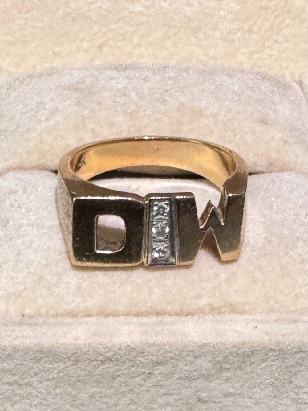 💎 10K Yellow Gold Diamond DW Initial Signet Ring ✨ Custom Fine Jewelry 💛